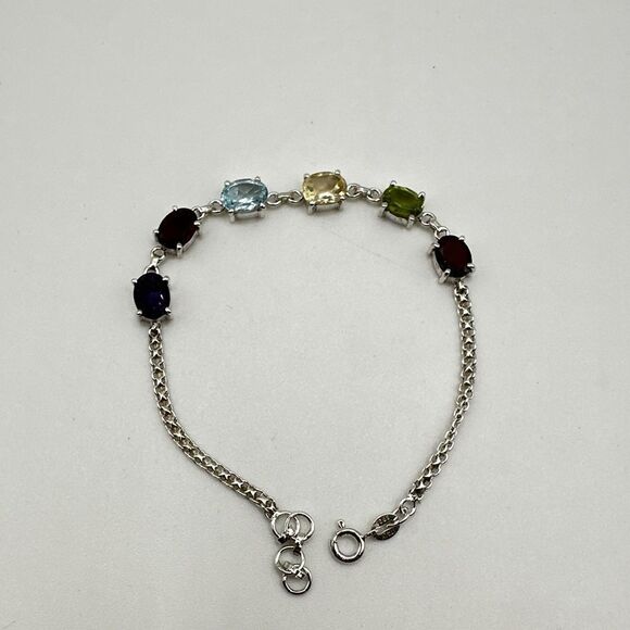 NWOT 7" Multi-gemstone bracelet in solid sterling silver! - Picture 10 of 14